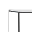 Pemberly Row 36-Inch Demilune Glass Console Table with Shelf in Black Iron