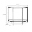 Pemberly Row 36-Inch Demilune Glass Console Table with Shelf in Black Iron