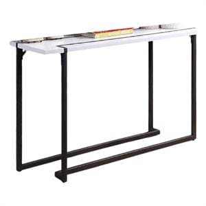 Pemberly Row 47-Inch Console Table with Black Steel Sled Base in White Lacquer