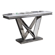 Pemberly Row 55-Inch Console Table with Faux Marble Top and Chrome V-Base