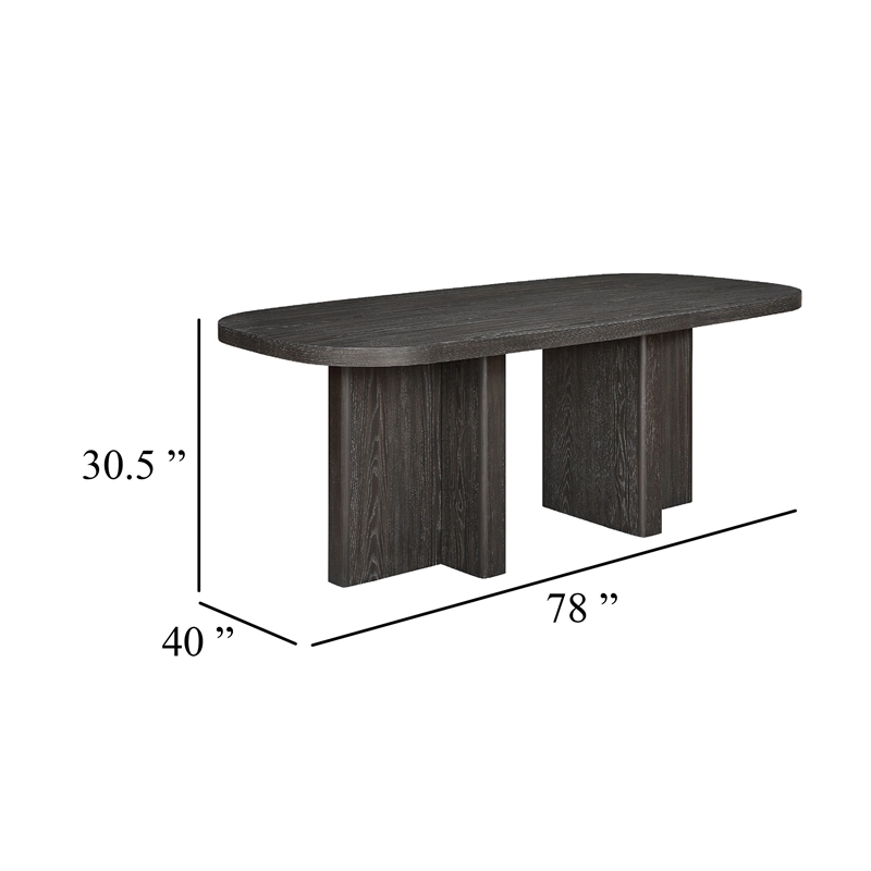 Pemberly Row 78-Inch Rectangular Dining Table in Ebony Black