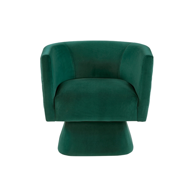 Pemberly Row Swivel Accent Armchair with Diamond Stitch in Emerald Green Velvet