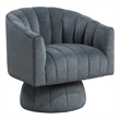 Pemberly Row Swivel Accent Chair with Channel Stitch Barrel in Dark Gray Velvet