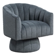 Pemberly Row Swivel Accent Chair with Channel Stitch Barrel in Dark Gray Velvet