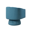 Pemberly Row Swivel Accent Chair with Channel Stitch Barrel in Teal Blue Velvet