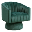 Pemberly Row Swivel Accent Chair with Channel Stitch Barrel in Green Velvet