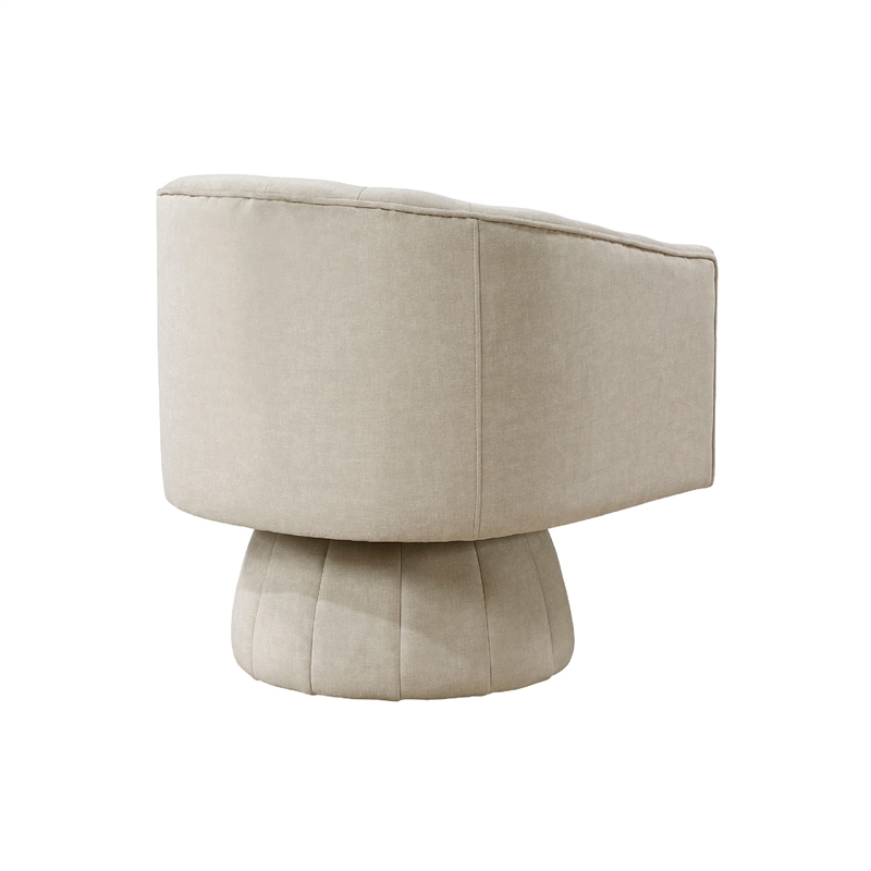 Pemberly Row Swivel Accent Chair with Channel Stitch Barrel in Taupe Velvet