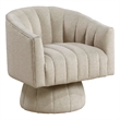 Pemberly Row Swivel Accent Chair with Channel Stitch Barrel in Taupe Velvet