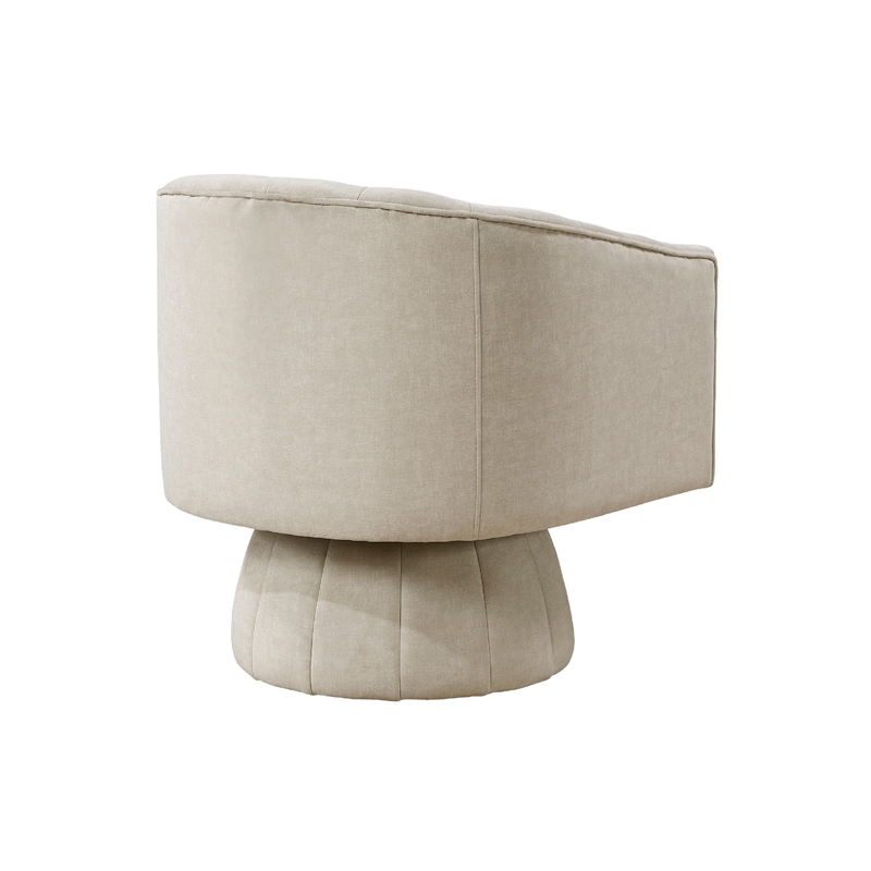Pemberly Row Swivel Accent Chair with Channel Stitch Barrel in Taupe Velvet