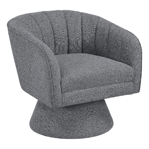 Pemberly Row Swivel Accent Chair with Channel Stitch in Dark Gray Boucle