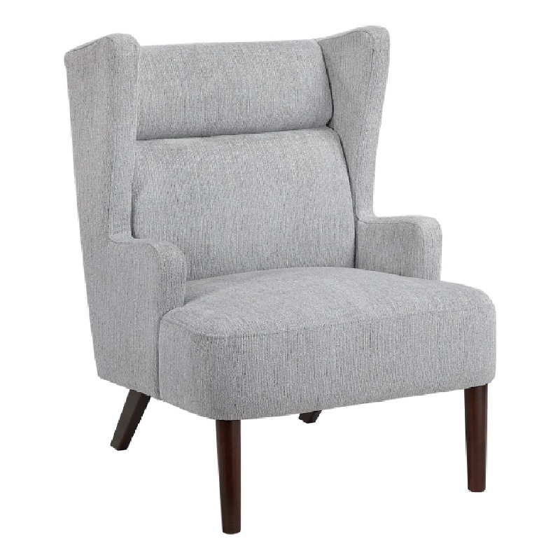 Pemberly Row Wingback Accent Chair in Gray Chenille with Espresso Legs