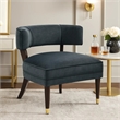 Pemberly Row Barrel Back Accent Armchair in Gray Velvet with Gold-Tip Legs