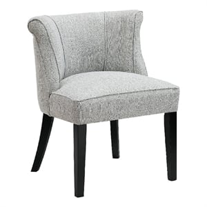 Pemberly Row Curved Back Accent Chair in Gray Polyester with Espresso Legs