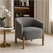 Pemberly Row Barrel Accent Chair in Gray Polyester with Light Brown Legs