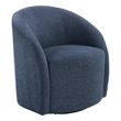 Pemberly Row Contemporary Barrel Swivel Accent Chair in Blue Boucle