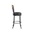 Pemberly Row Swivel Bar Height Chair with Scroll Back in Brown Faux Leather