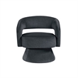 Pemberly Row Contemporary Barrel Swivel Accent Chair in Dark Gray Velvet