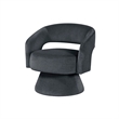 Pemberly Row Contemporary Barrel Swivel Accent Chair in Dark Gray Velvet