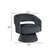Pemberly Row Contemporary Barrel Swivel Accent Chair in Dark Gray Velvet
