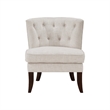 Pemberly Row Button Tufted Wingback Accent Chair in Beige Polyester