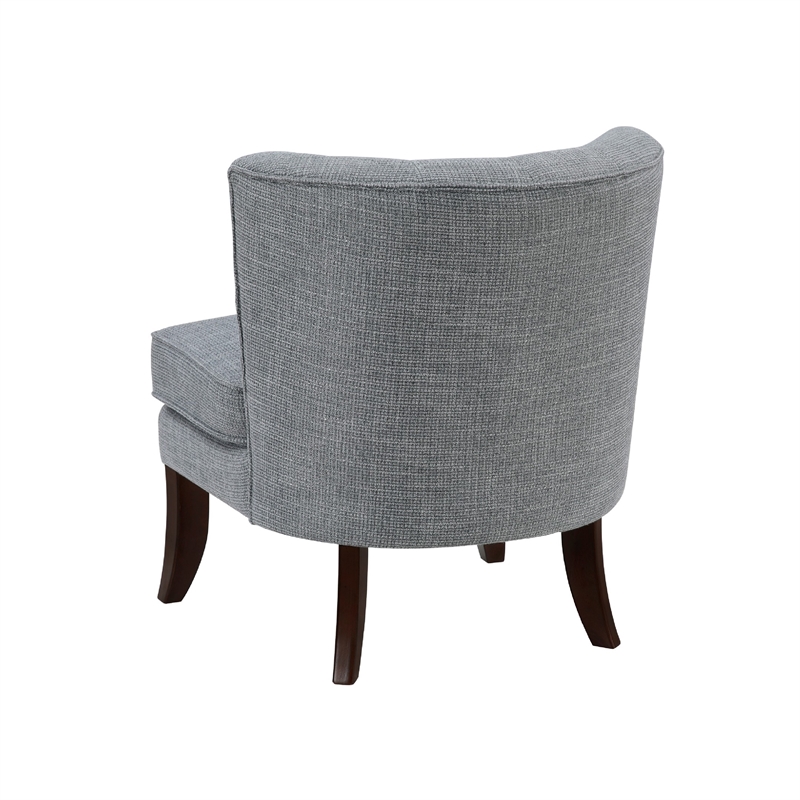 Pemberly Row Button Tufted Wingback Accent Chair in Dark Gray Polyester