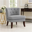 Pemberly Row Button Tufted Wingback Accent Chair in Dark Gray Polyester