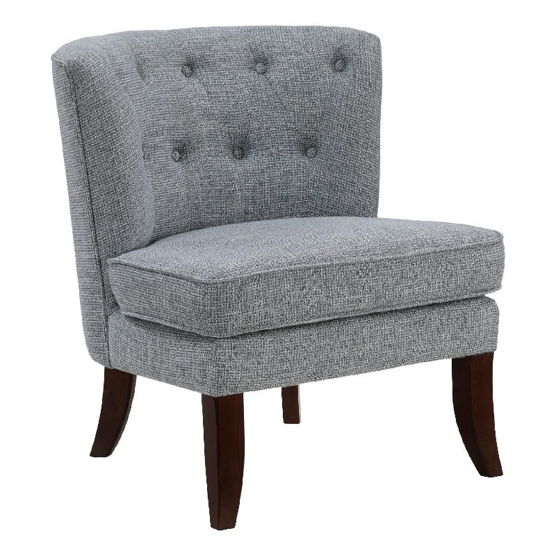 Pemberly Row Button Tufted Wingback Accent Chair in Dark Gray Polyester