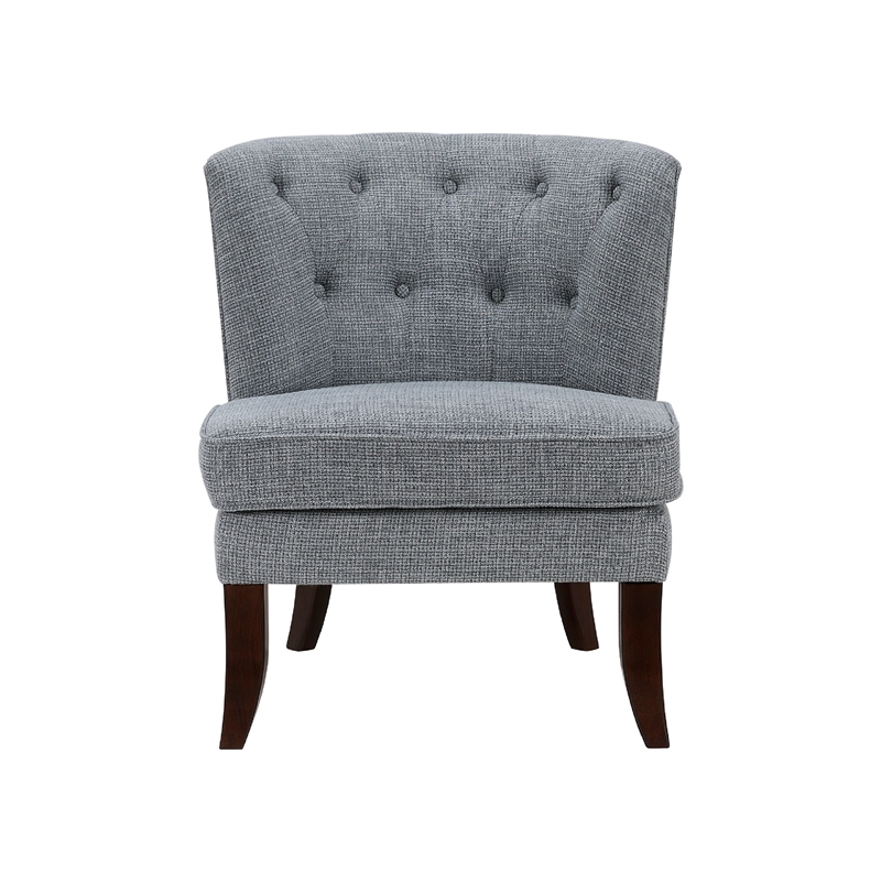 Pemberly Row Button Tufted Wingback Accent Chair in Dark Gray Polyester