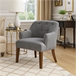 Pemberly Row Button Tufted Accent Armchair with Sloped Arms in Charcoal Gray