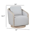Pemberly Row Swivel Accent Armchair with Oak Trim in Gray Polyester