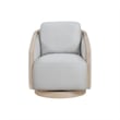 Pemberly Row Swivel Accent Armchair with Oak Trim in Gray Polyester