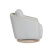 Pemberly Row Swivel Accent Armchair with Oak Trim in Gray Polyester