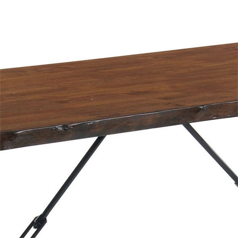 Pemberly Row Industrial 71-Inch Dining Table with U-Shaped Base in Brown & Black