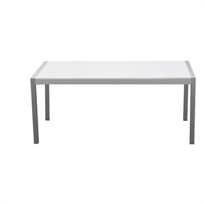 Pemberly Row Contemporary 71-Inch Outdoor Aluminum Dining Table in White