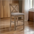 Pemberly Row Counter Height Chair Set of 2 with X-Back in Oak Brown and Gray