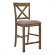 Pemberly Row Counter Height Chair Set of 2 with X-Back in Oak Brown and Gray