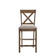 Pemberly Row Counter Height Chair Set of 2 with X-Back in Oak Brown and Gray