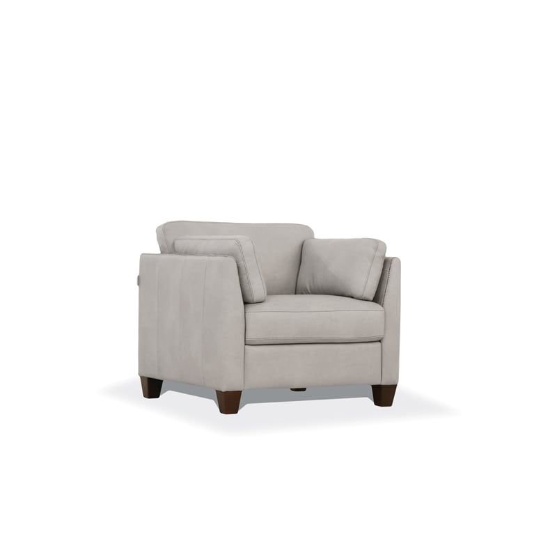 Pemberly Row Contemporary Accent Chair in Dusty White Faux Leather