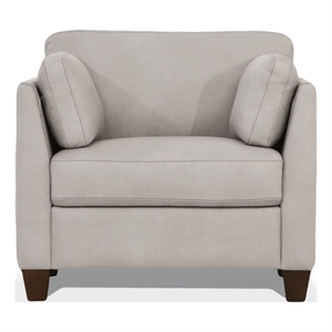 Pemberly Row Contemporary Accent Chair in Dusty White Faux Leather