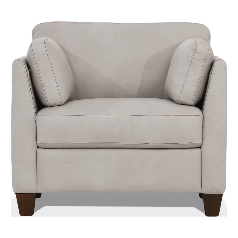 Pemberly Row Contemporary Accent Chair in Dusty White Faux Leather