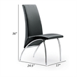 Pemberly Row Accent Chair Set of 2 with Chrome Legs in Black Vegan Faux Leather