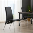 Pemberly Row Accent Chair Set of 2 with Chrome Legs in Black Vegan Faux Leather