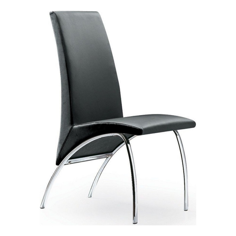 Pemberly Row Accent Chair Set of 2 with Chrome Legs in Black Vegan Faux Leather