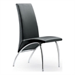 Pemberly Row Accent Chair Set of 2 with Chrome Legs in Black Vegan Faux Leather