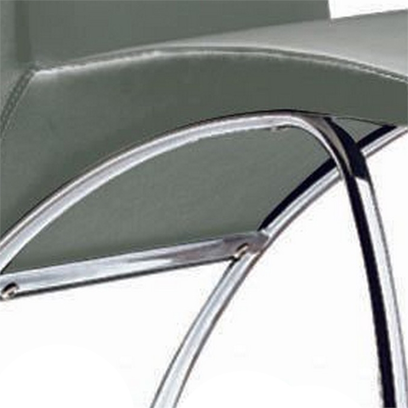 Pemberly Row Accent Chair Set of 2 with Chrome Legs in Gray Vegan Faux Leather