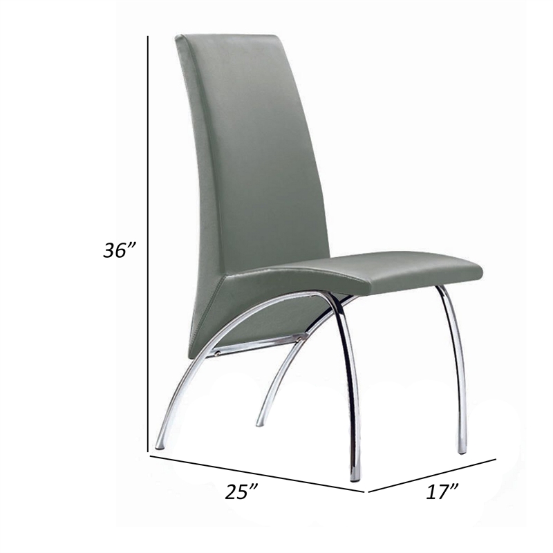 Pemberly Row Accent Chair Set of 2 with Chrome Legs in Gray Vegan Faux Leather
