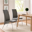 Pemberly Row Accent Chair Set of 2 with Chrome Legs in Gray Vegan Faux Leather