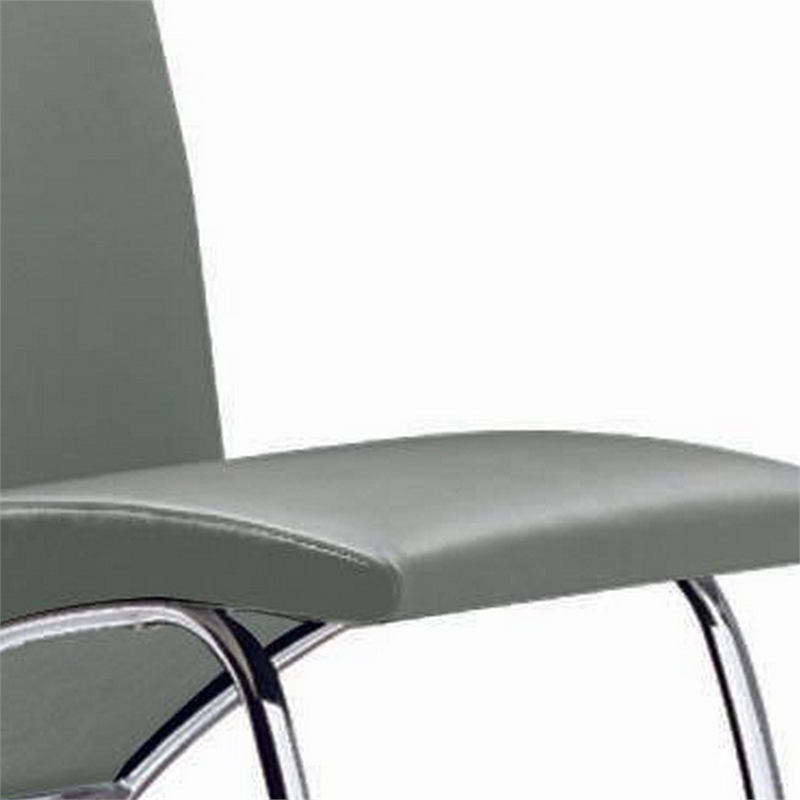 Pemberly Row Accent Chair Set of 2 with Chrome Legs in Gray Vegan Faux Leather