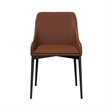 Pemberly Row Dining Chair Set of 2 with Black Base in Cognac Vegan Leather