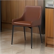 Pemberly Row Dining Chair Set of 2 with Black Base in Cognac Vegan Leather